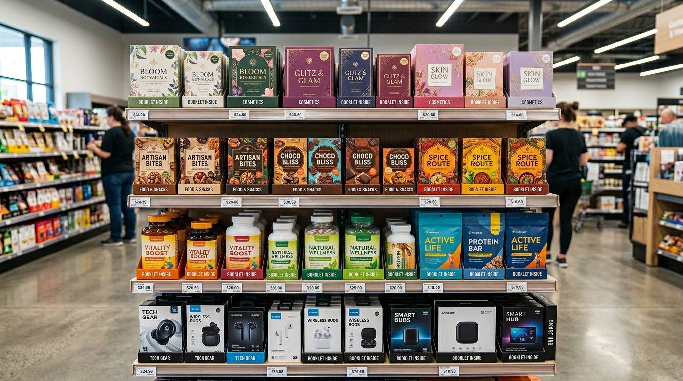 Booklet_boxes_on_retail_shelves_202606020324 How Booklet Packaging Helps Customer Engagement
