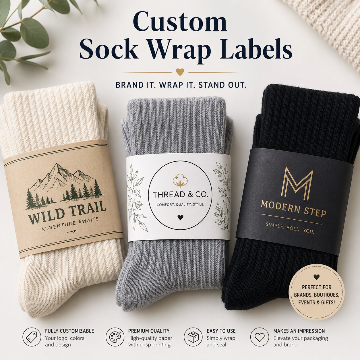 custom sock wrap labels