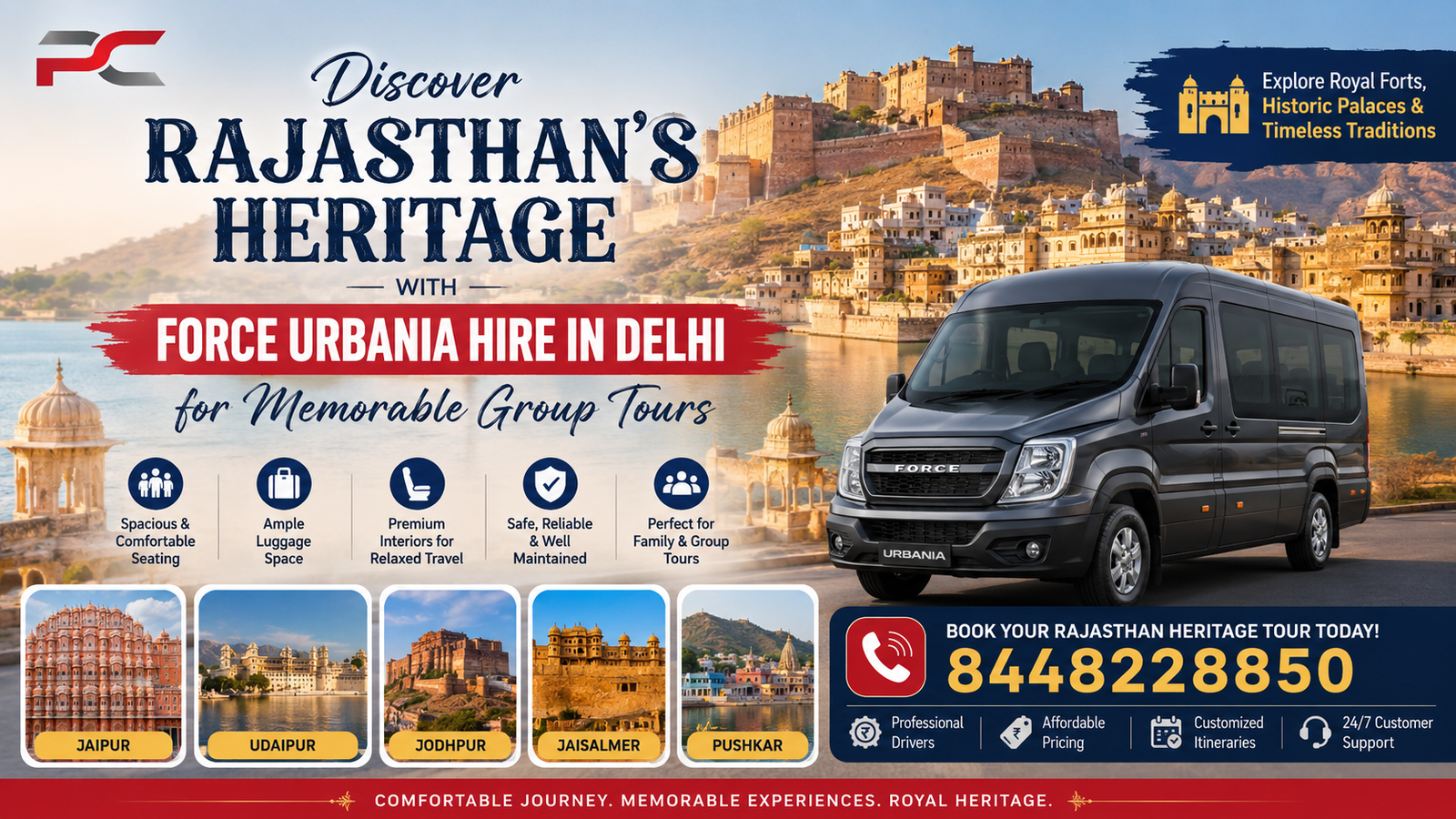 Discover Rajasthan’s Heritage with Force Urbania Hire in Delhi for Memorable Group Tours