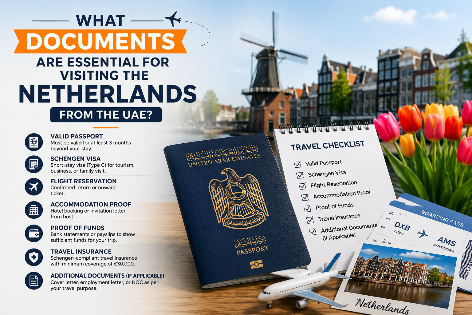Travel documents for UAE tourists to Netherlands