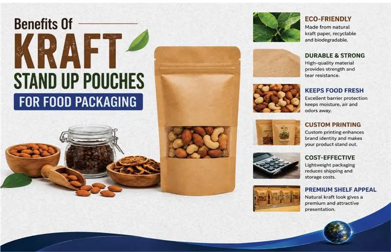 Benefits Of Kraft Stand Up Pouches For Food Packaging