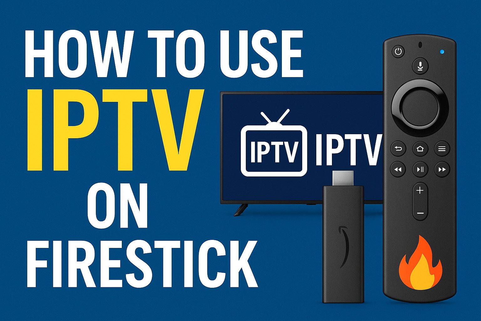 Firestick IPTV setup with streaming choices displayed on a television in a modern living room